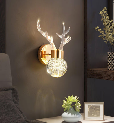 Cexi Postmodern Luxury Deer Crystal Wall Lamp