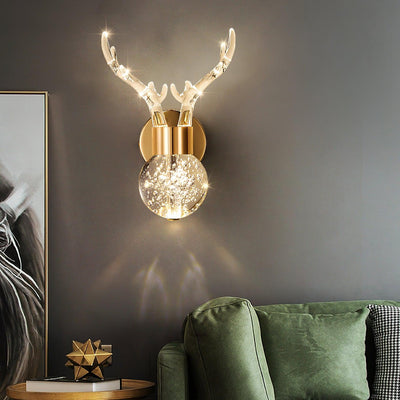 Cexi Postmodern Luxury Deer Crystal Wall Lamp