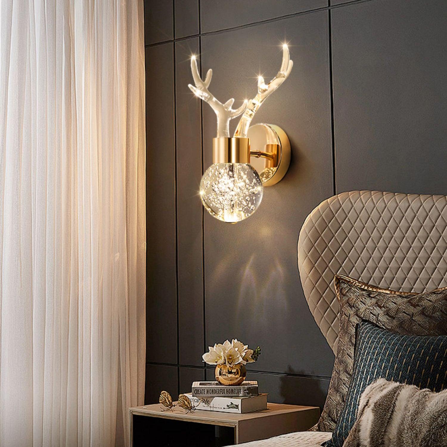 Cexi Postmodern Luxury Deer Crystal Wall Lamp