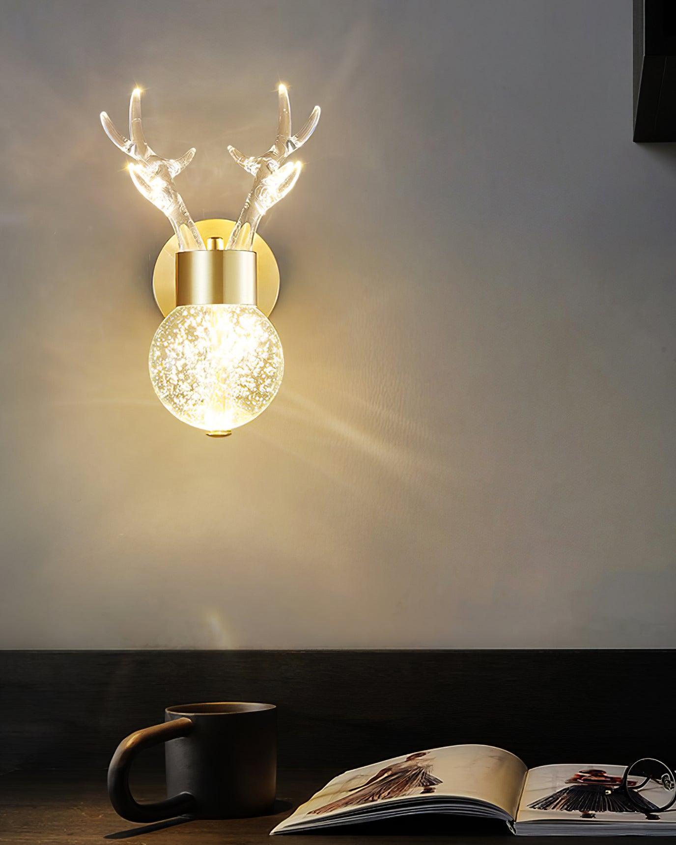 Cexi Postmodern Luxury Deer Crystal Wall Lamp
