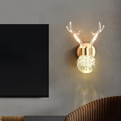 Cexi Postmodern Luxury Deer Crystal Wall Lamp
