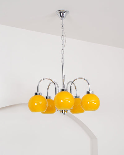 Liororian Chandelier Yellow Glass Globes