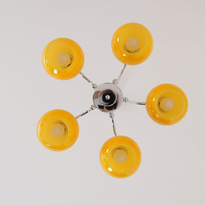Liororian Chandelier Yellow Glass Globes