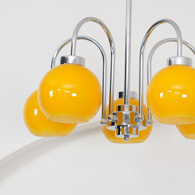 Liororian Chandelier Yellow Glass Globes