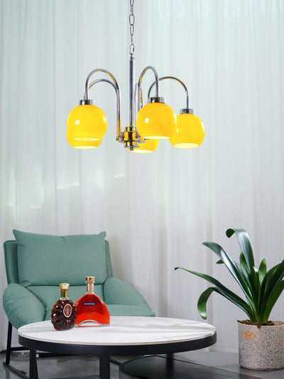 Liororian Chandelier Yellow Glass Globes