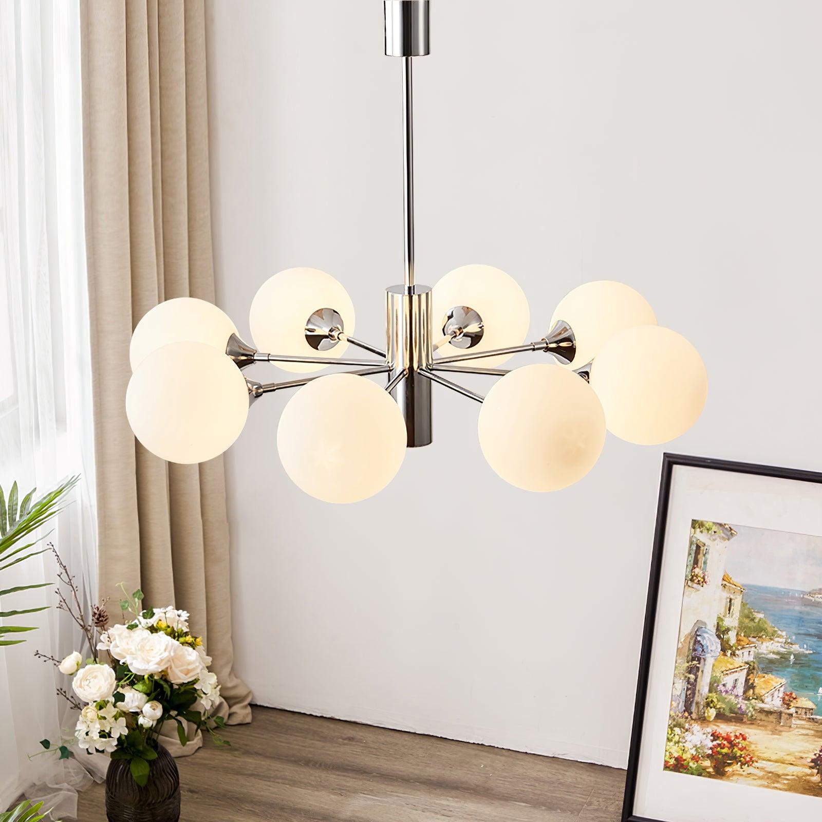 Eirivaria Chandelier Chrome Glass Globe