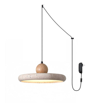 Opalyn Minimalist Travertine Plug-In Pendant Light