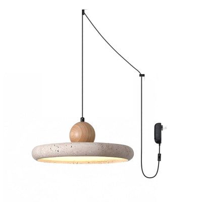 Opalyn Minimalist Travertine Plug-In Pendant Light