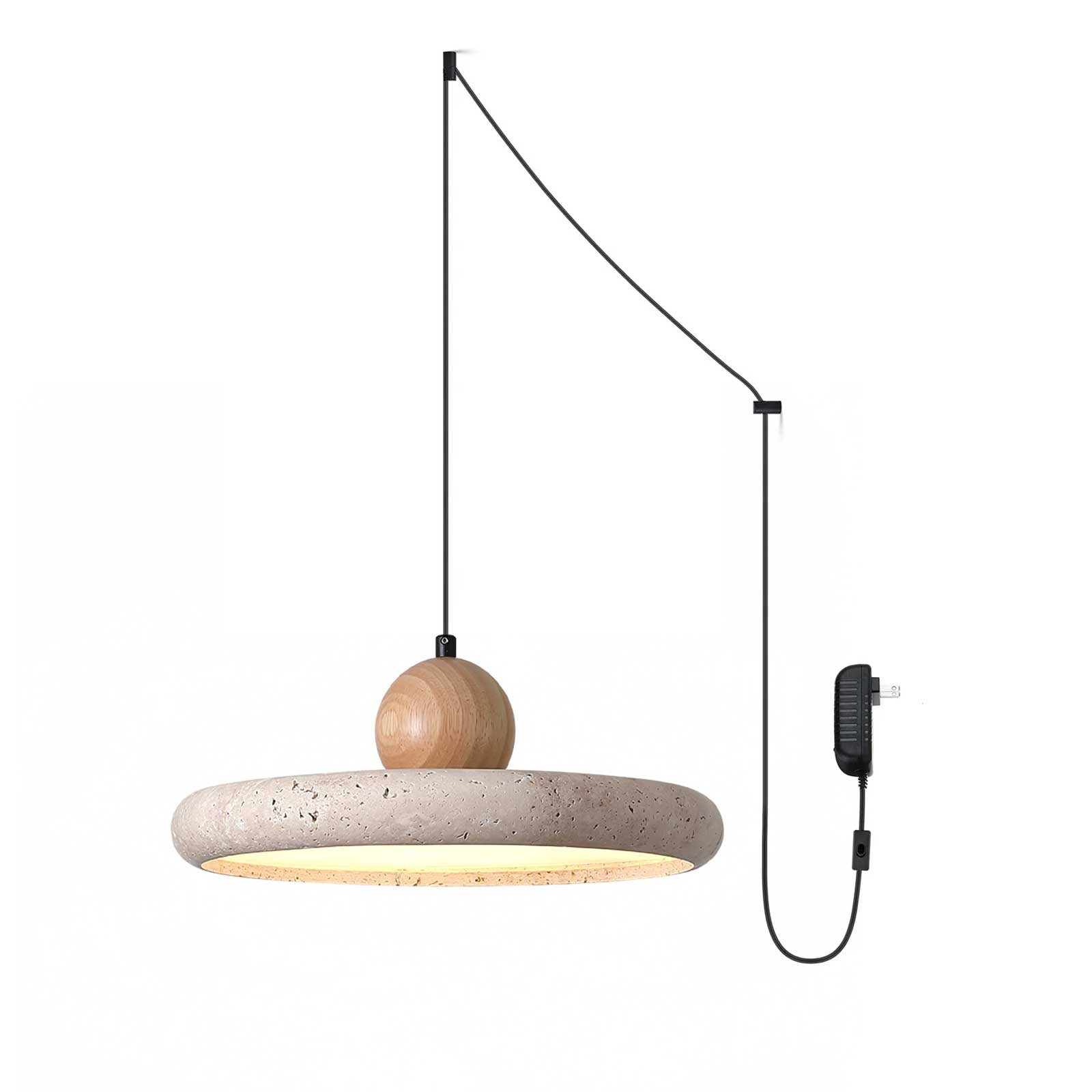 Opalyn Minimalist Travertine Plug-In Pendant Light