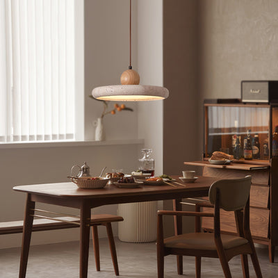 Opalyn Minimalist Travertine Plug-In Pendant Light