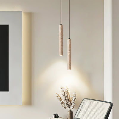 Sular Cylindrical Travertine Pendant Light
