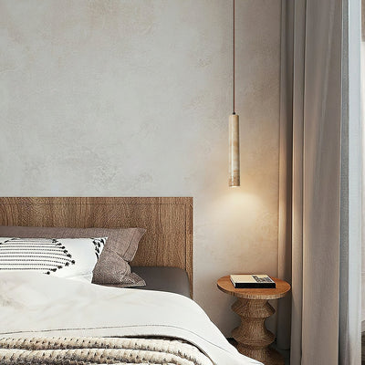 Sular Cylindrical Travertine Pendant Light