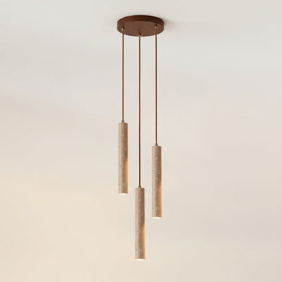 Sular Cylindrical Travertine Pendant Light