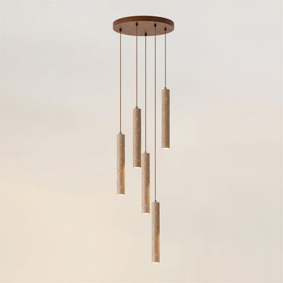 Sular Cylindrical Travertine Pendant Light