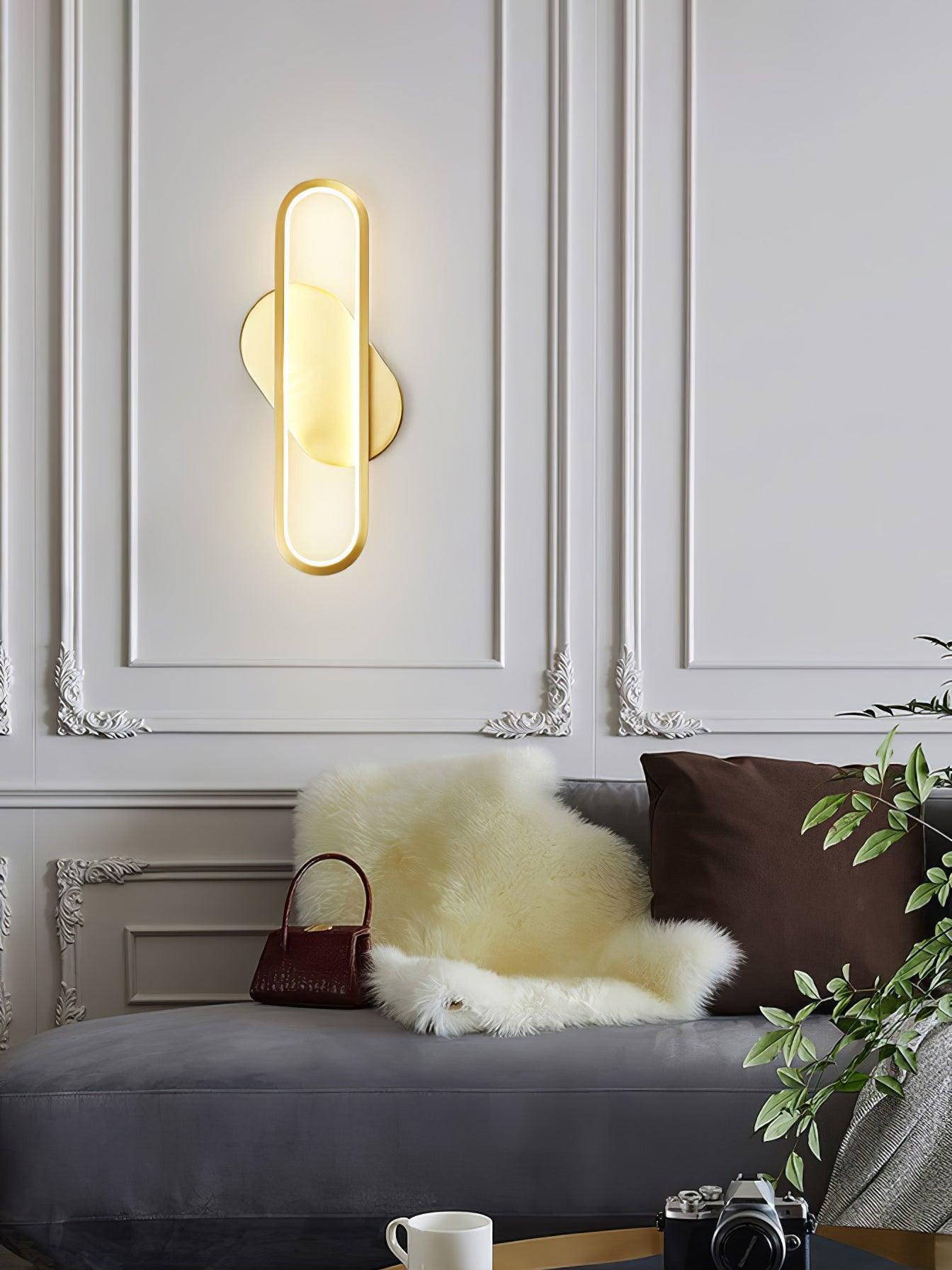 Dhu Classic Long Ova Brass Wall Lamp