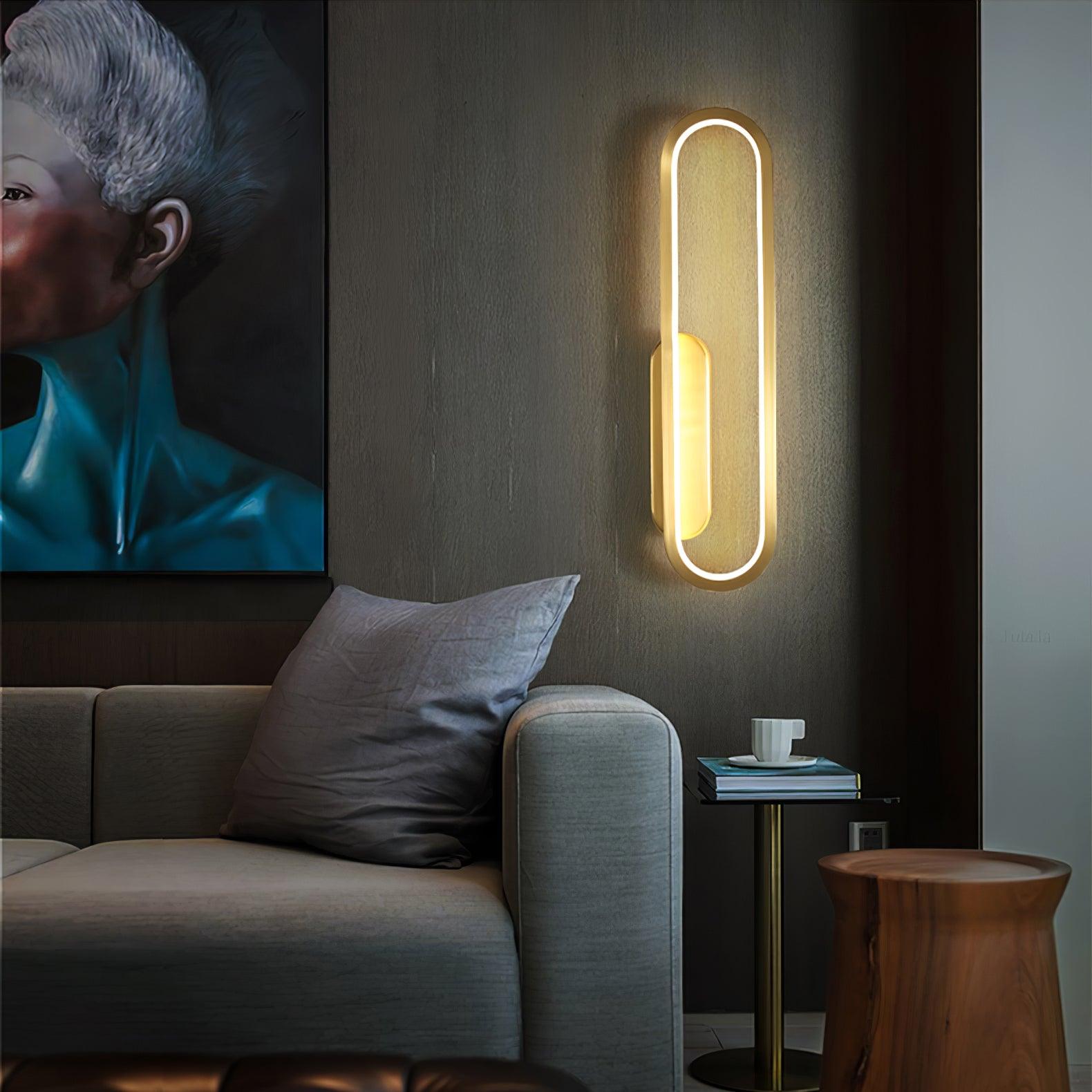 Dhu Classic Long Ova Brass Wall Lamp