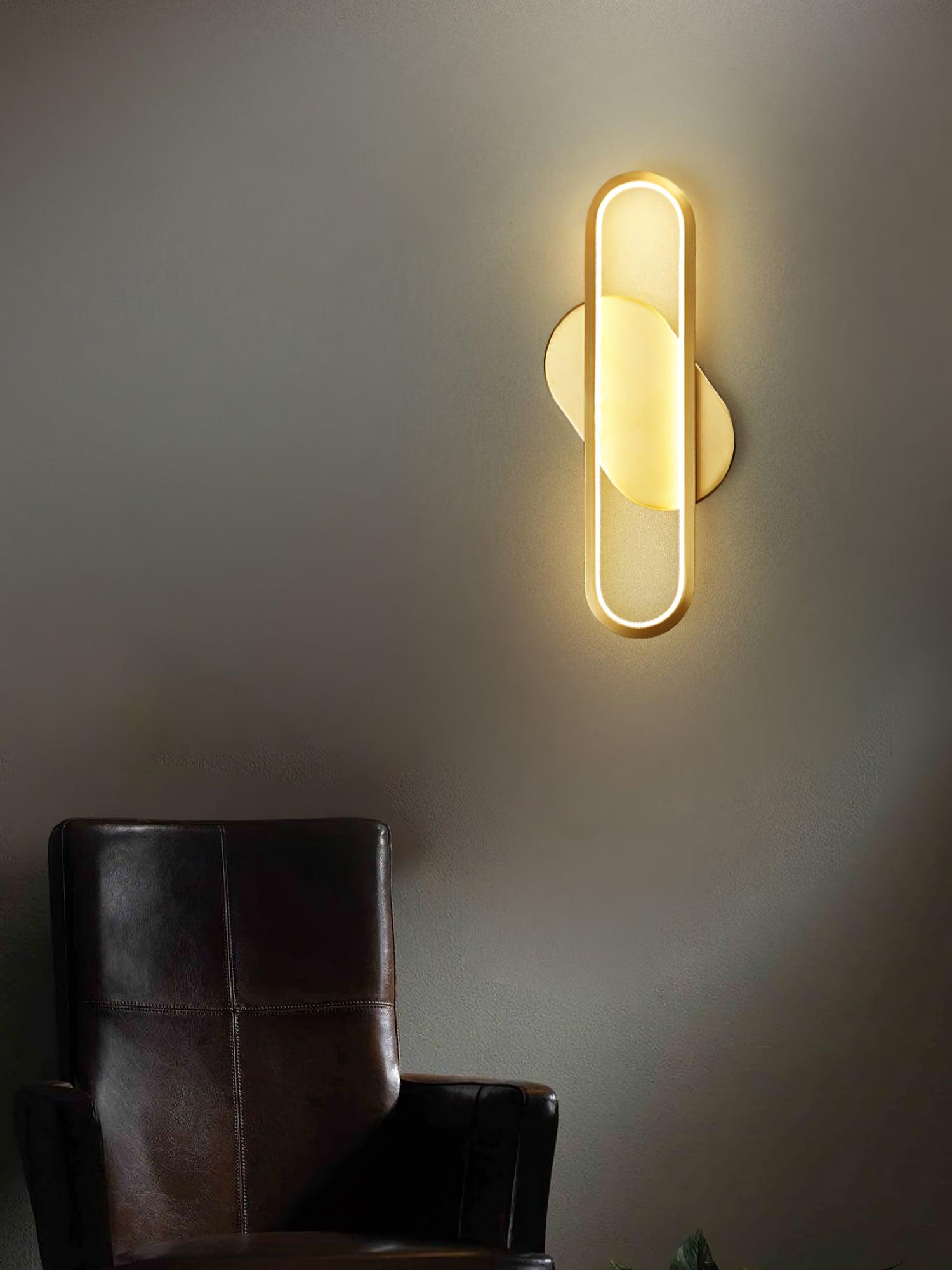 Dhu Classic Long Ova Brass Wall Lamp