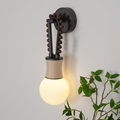 Sytala Premium Art Walnut Glass Wall Lamp - Neutral Decor
