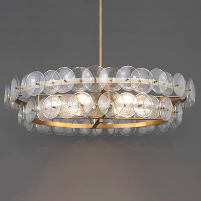Celalora Chandelier Amber Pressed Glass Disc Round