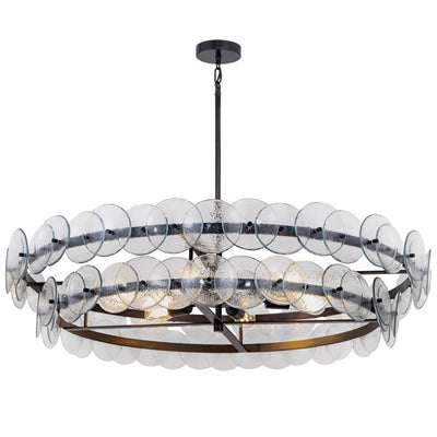 Celalora Chandelier Amber Pressed Glass Disc Round
