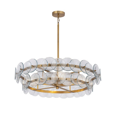 Celalora Chandelier Amber Pressed Glass Disc Round