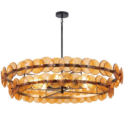 Celalora Chandelier Amber Pressed Glass Disc Round
