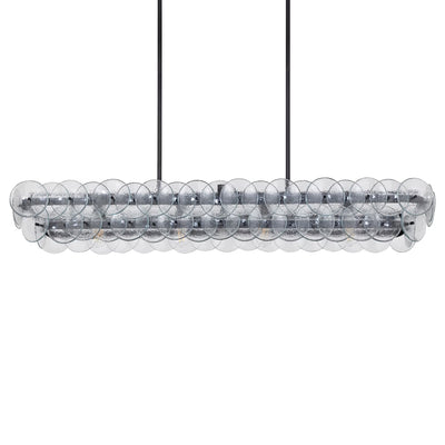 Veleniel Chandelier Linear Amber Pressed Glass Disc Modern