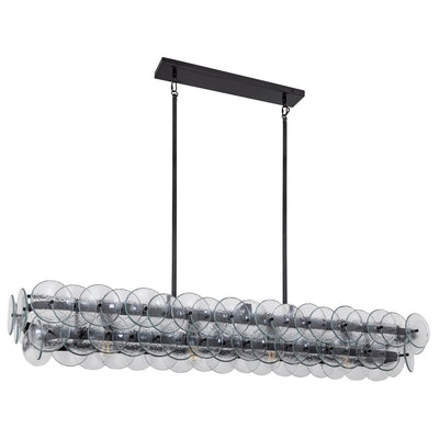 Veleniel Chandelier Linear Amber Pressed Glass Disc Modern