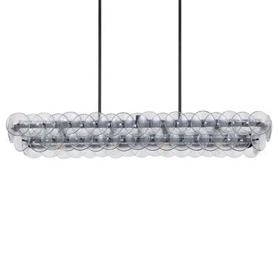 Veleniel Chandelier Linear Amber Pressed Glass Disc Modern