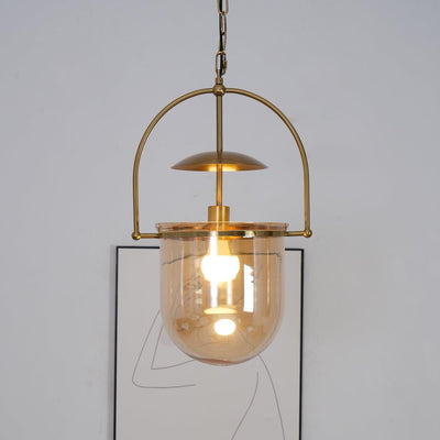 Velanaya Pendant Lamp Glass Brass Vintage for Living Room