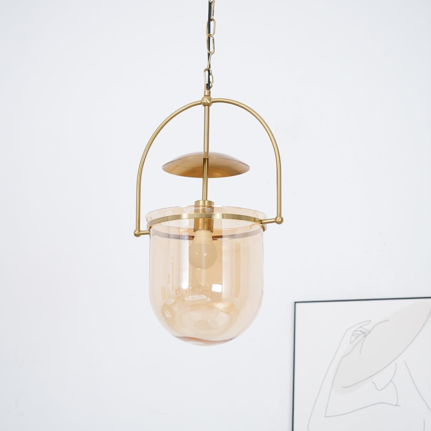Velanaya Pendant Lamp Glass Brass Vintage for Living Room