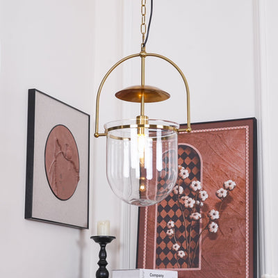 Velanaya Pendant Lamp Glass Brass Vintage for Living Room