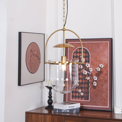 Velanaya Pendant Lamp Glass Brass Vintage for Living Room