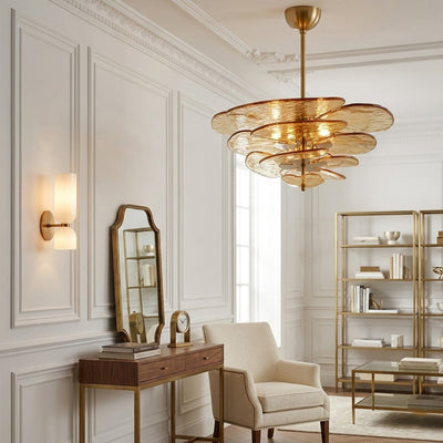 Fairwell Lotus Leaf Layered Glass Chandelier