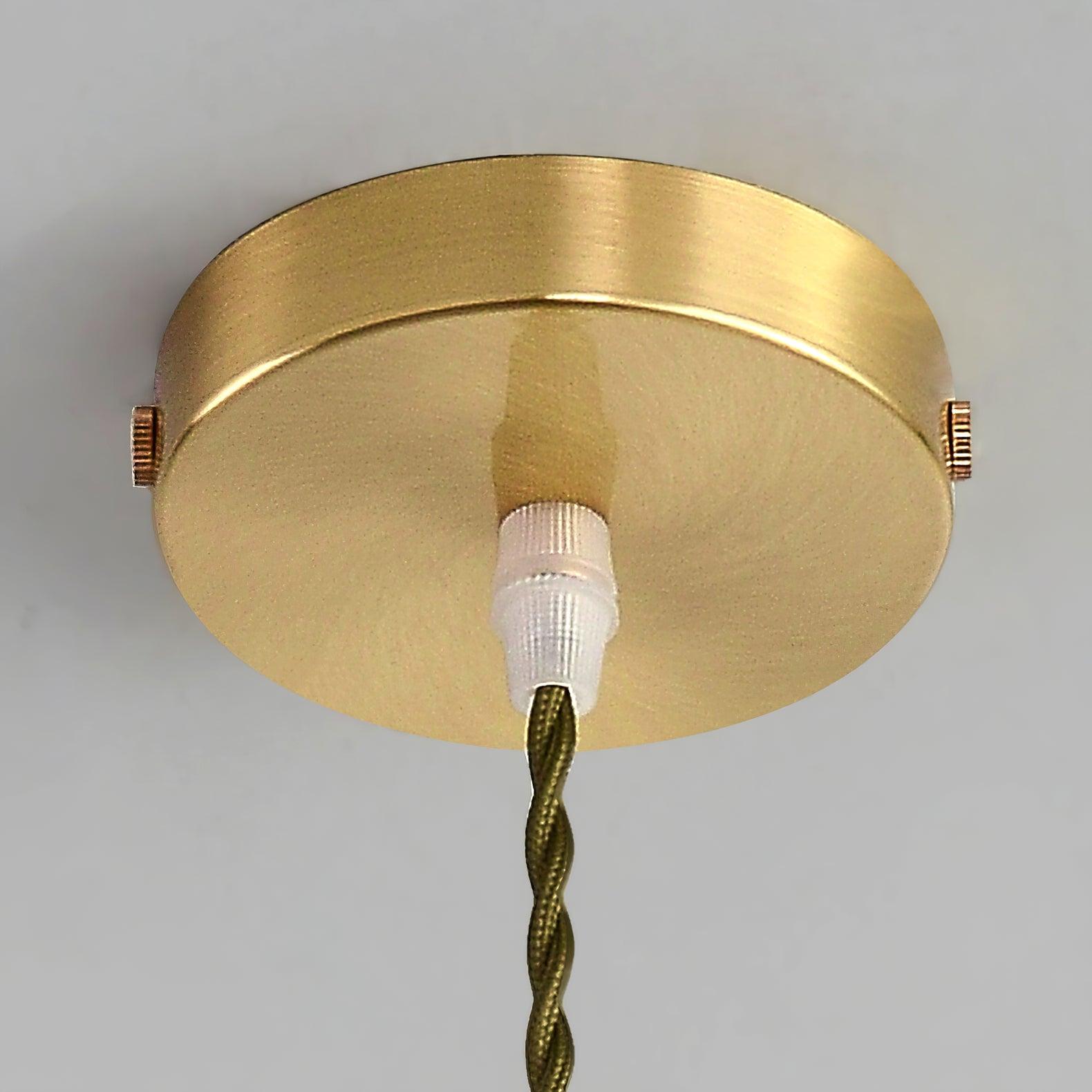 Deveny Pendant Lamp Brass Ruffled Glass Lotus Vintage