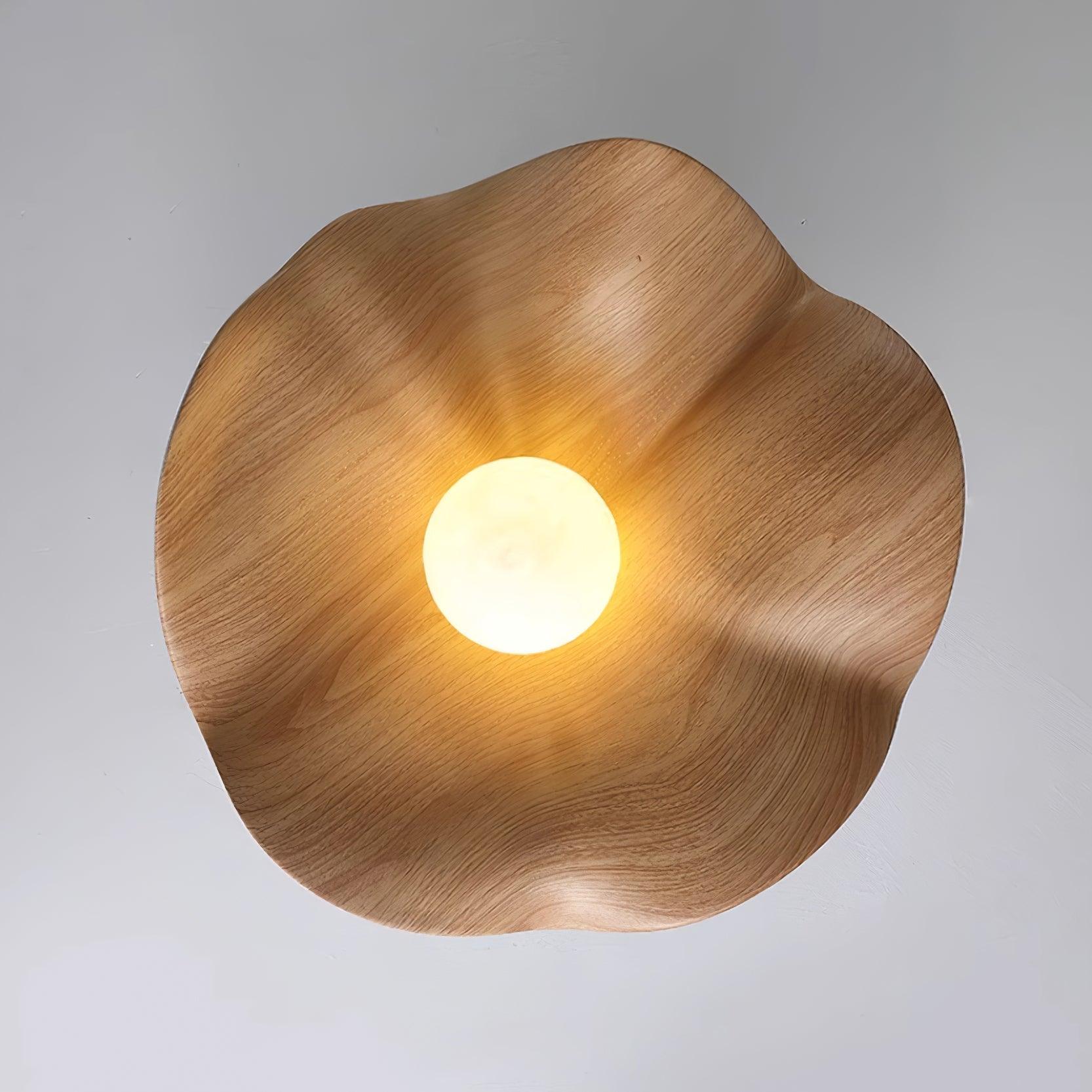 Belenor Ceiling Lamp Lotus Leaf with Wood and White Finish