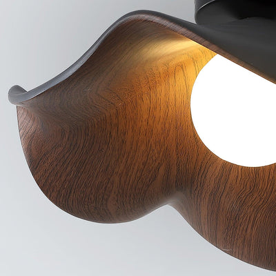 Belenor Ceiling Lamp Lotus Leaf with Wood and White Finish