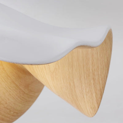 Belenor Ceiling Lamp Lotus Leaf with Wood and White Finish