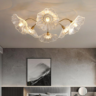 Lioruina Ceiling Lamp Leaf Glass with Brass Elegant