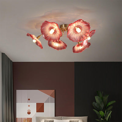 Lioruina Ceiling Lamp Leaf Glass with Brass Elegant