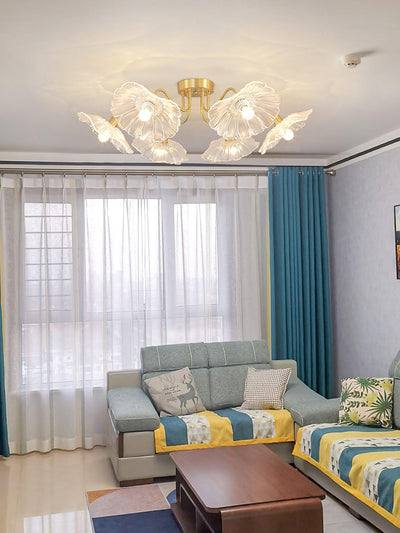 Lioruina Ceiling Lamp Leaf Glass with Brass Elegant