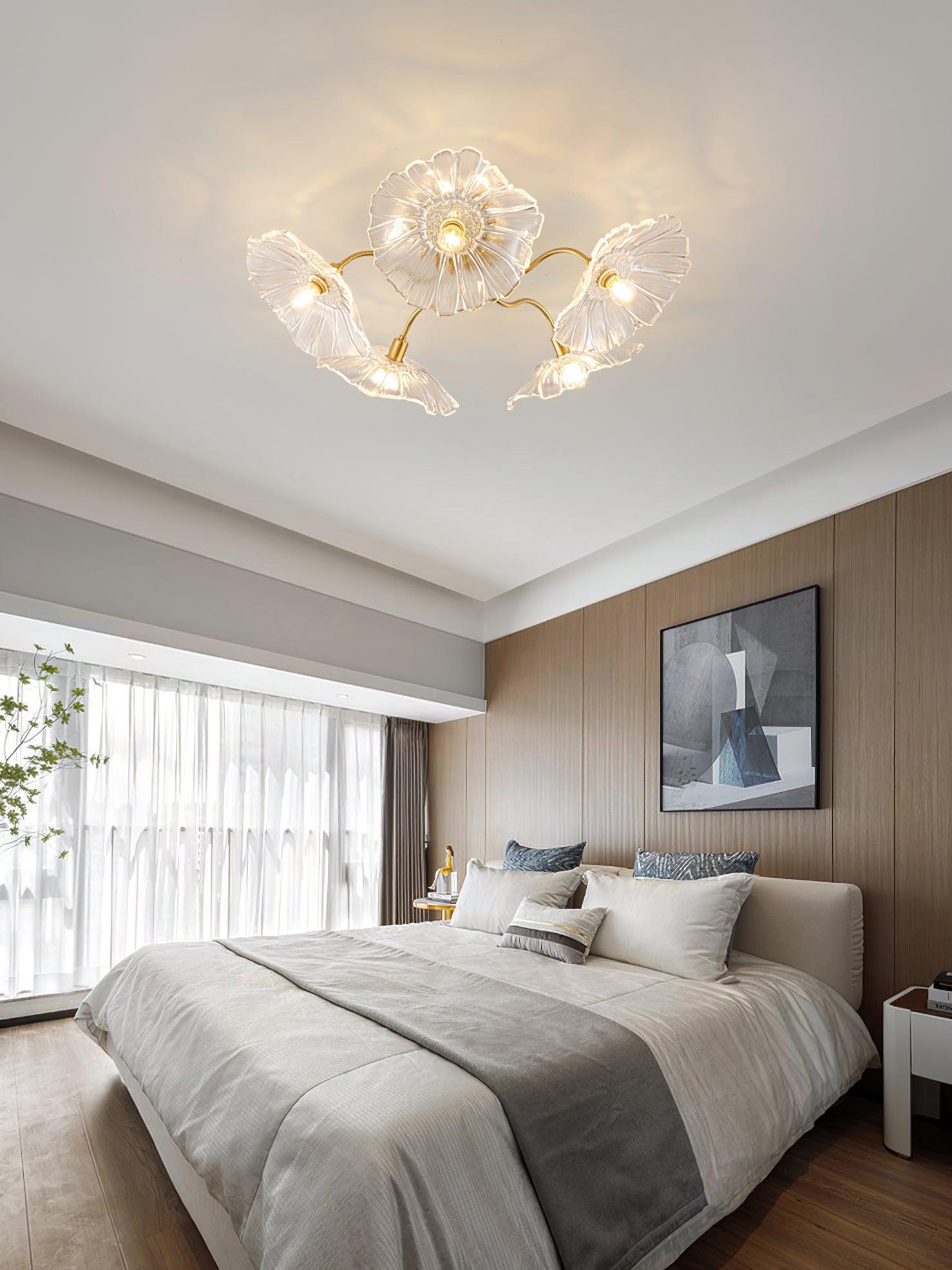 Lioruina Ceiling Lamp Leaf Glass with Brass Elegant