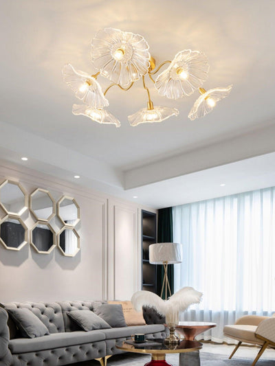 Lioruina Ceiling Lamp Leaf Glass with Brass Elegant