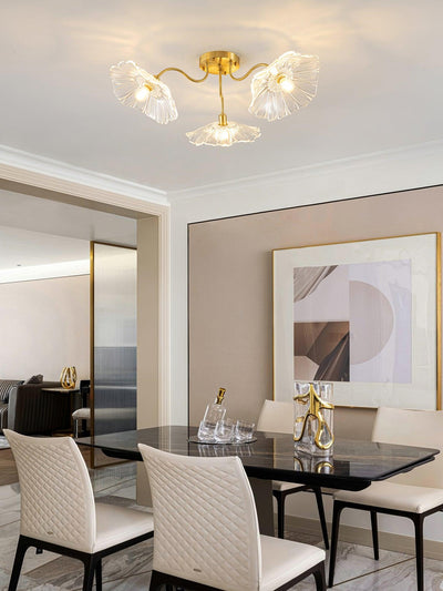 Lioruina Ceiling Lamp Leaf Glass with Brass Elegant