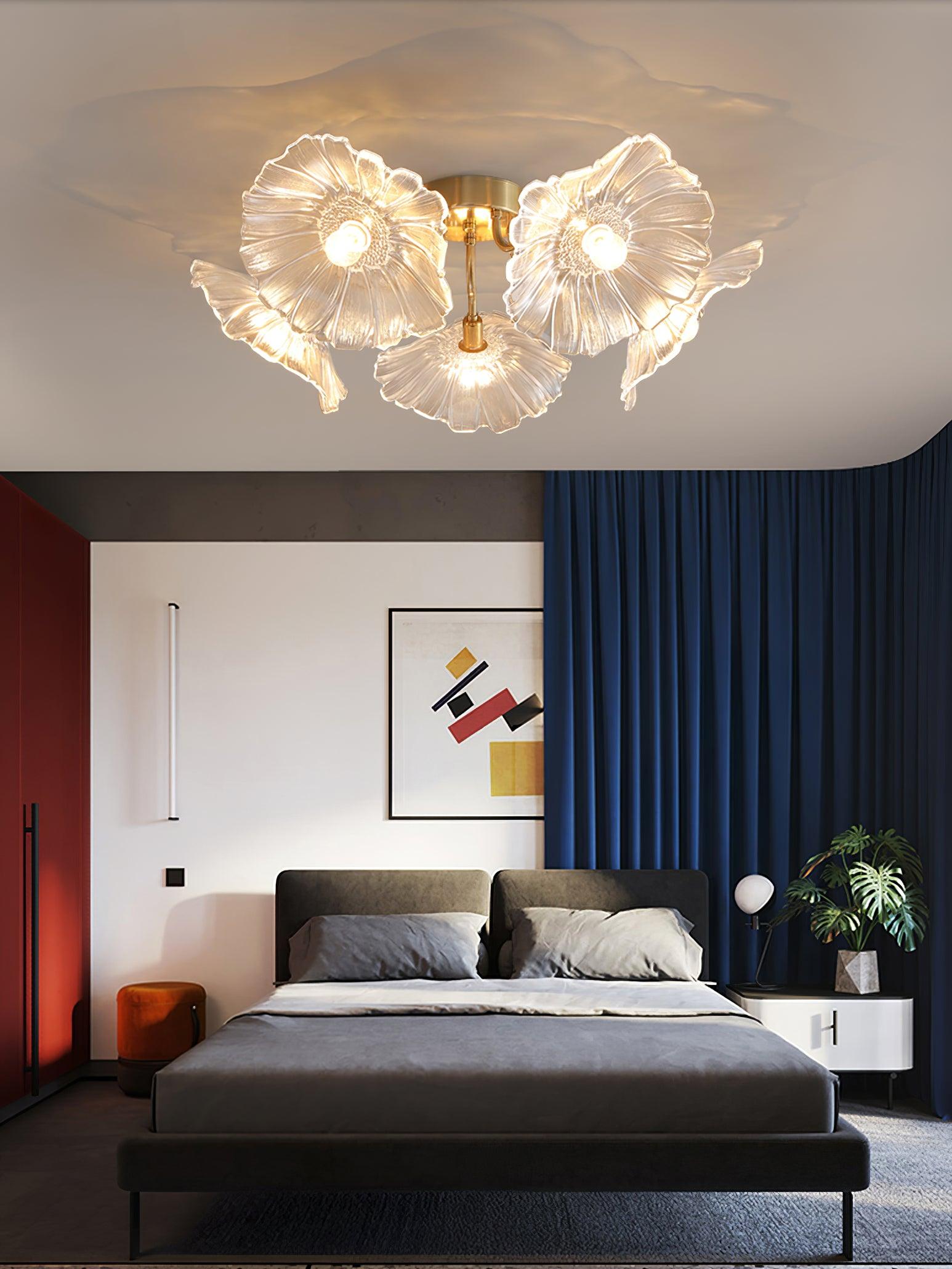 Lioruina Ceiling Lamp Leaf Glass with Brass Elegant