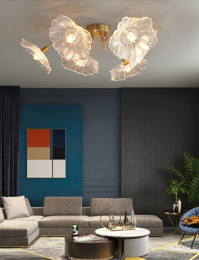 Lioruina Ceiling Lamp Leaf Glass with Brass Elegant