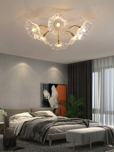 Lioruina Ceiling Lamp Leaf Glass with Brass Elegant