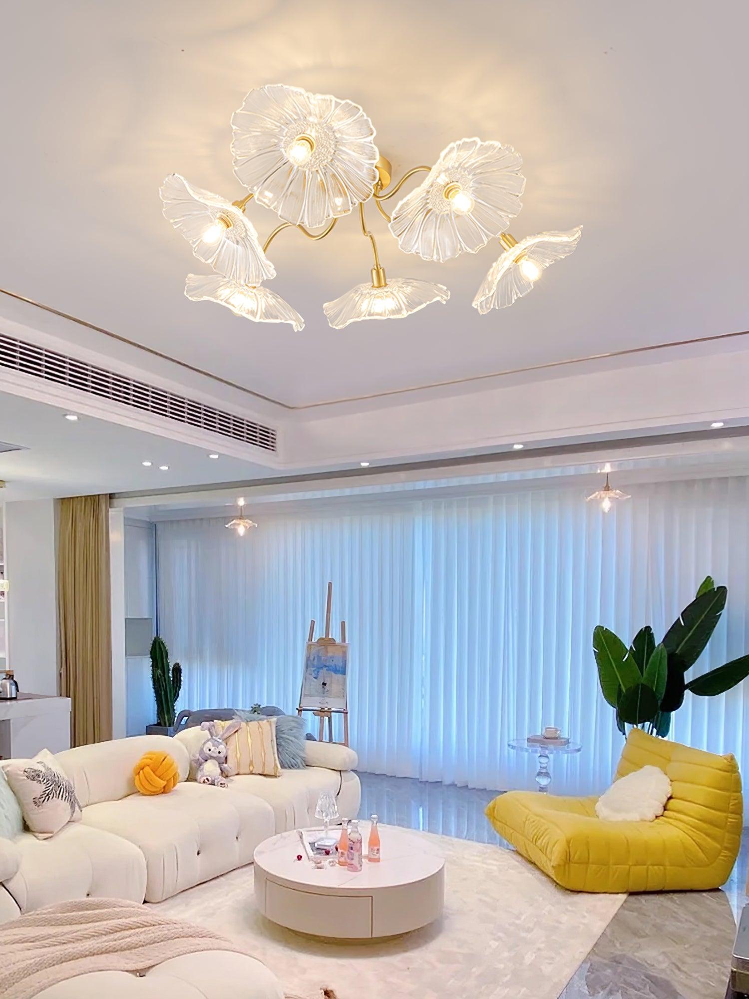 Lioruina Ceiling Lamp Leaf Glass with Brass Elegant