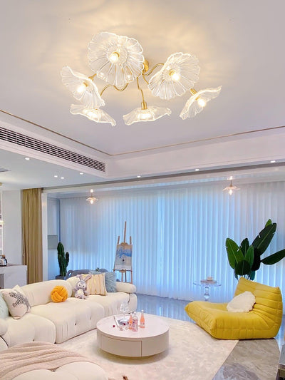 Lioruina Ceiling Lamp Leaf Glass with Brass Elegant
