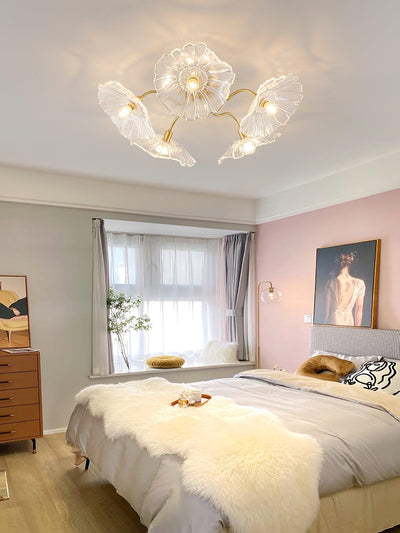 Lioruina Ceiling Lamp Leaf Glass with Brass Elegant